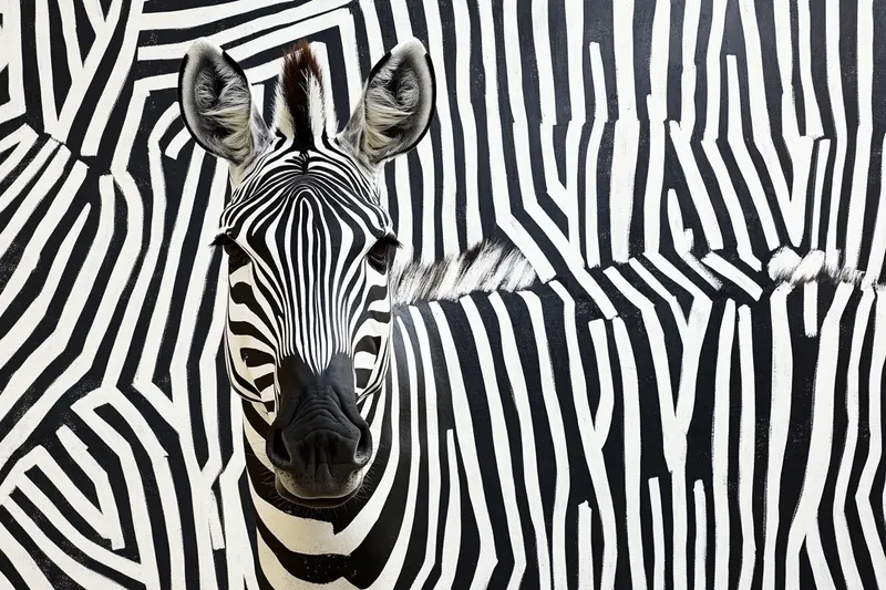 a zebra with zebra background  --sref 554020177