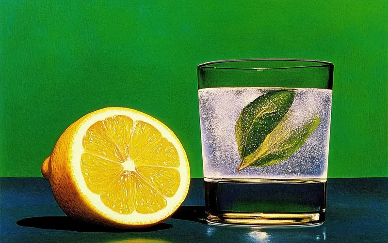 depict Lemon sliced beside a glass of drink  --sref 3045678901