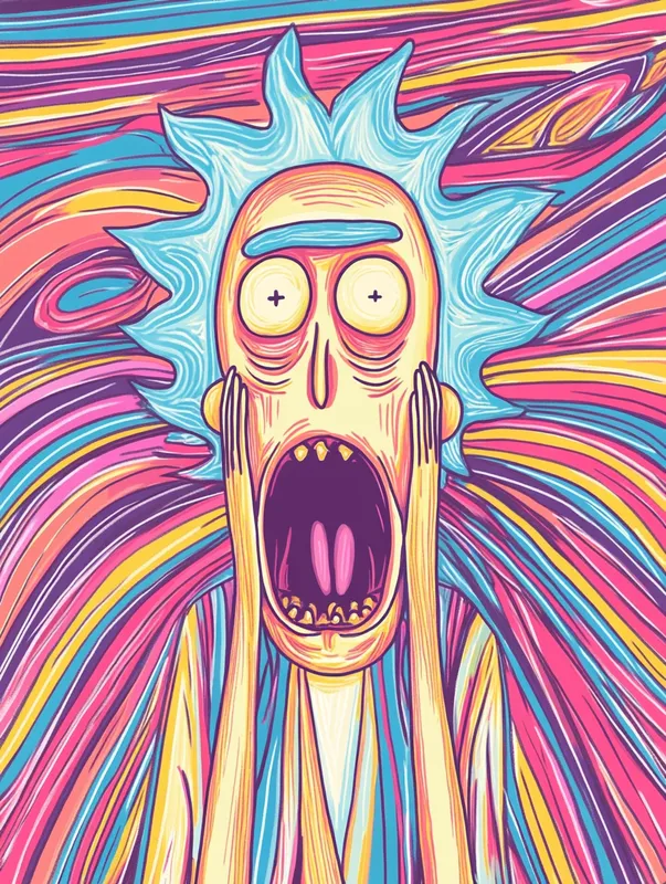 Rick and Morty in the style of Scream by Edvard Munch  --sref 3846026342