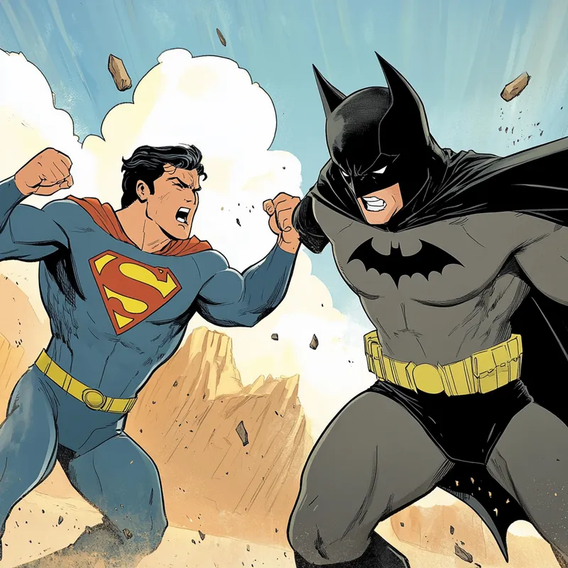 superman and batman fighting  --sref 2232739777