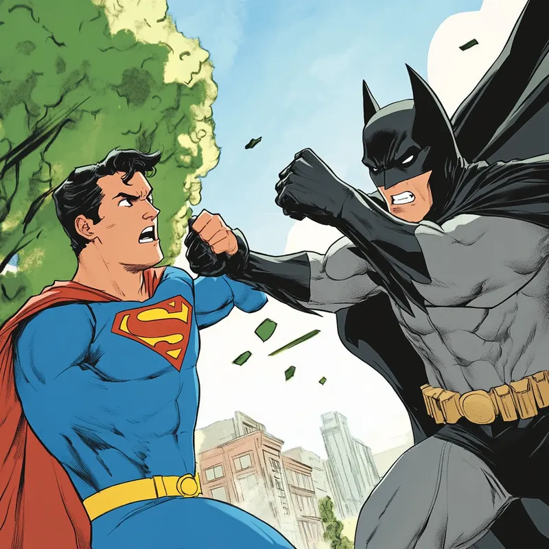 superman and batman fighting  --sref 2232739777