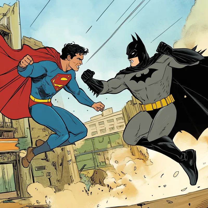 superman and batman fighting  --sref 2232739777