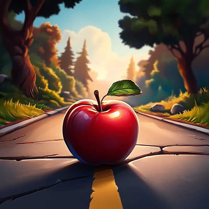 an apple on the road  --sref 2554553196