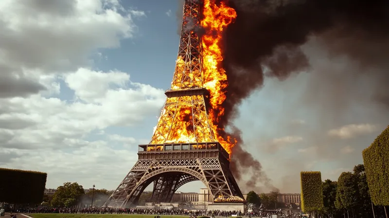 Burning Eiffel tower  --sref 3581305936