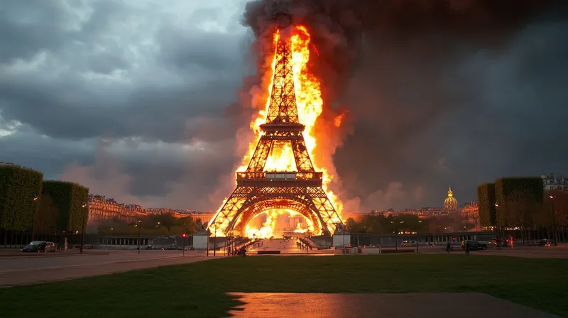 Burning Eiffel tower  --sref 3581305936