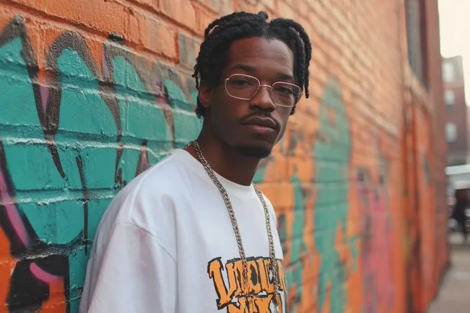 Nice style from the 90s!

Portrait of a black man doing graffiti writing on a Bronx Wall --sref 1067312878 --ar 3:2 --s 250 --v 6.1