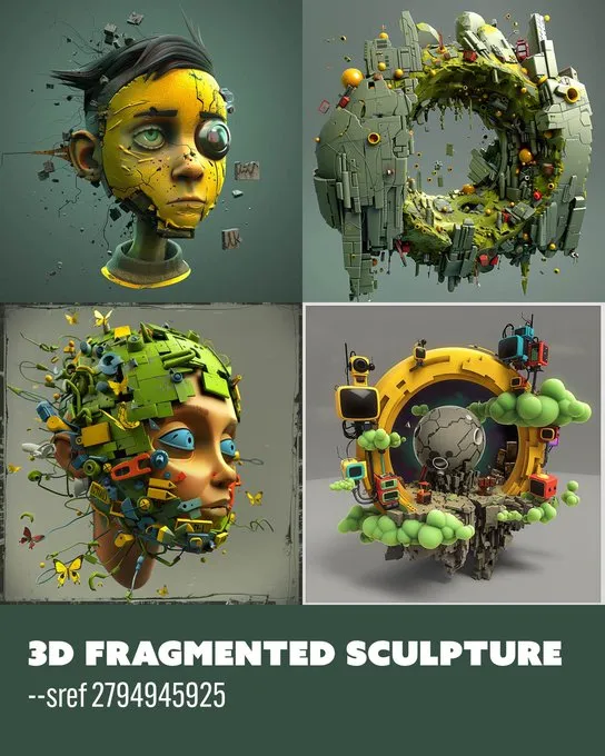 Dive into these unique aesthetics and get inspired!

Dreamy Sunset Aesthetic
--sref 1214440399

3D Fragmented Sculpture
--sref 2794945925

Ethereal Flowing Realism
--sref 3916549319

Dark Graphic Gothic
--sref 4115042582

 Follow me for more codes daily!

#Midjourney