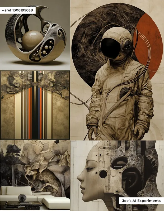 Midjourney Style Reference
--sref 1306195038

"Sahara Sands" 

Fusion of futuristic and organic designs, blending elements of sci-fi with intricate, surrealist details. The muted color palette and complex patterns create a mysterious atmosphere.

Credit: @egeberkina