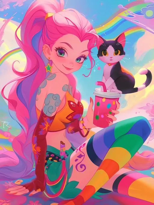 Good morning. I hope you have a relaxing day.

I’m having fun trying —sref 1978 in Niji. AI Art prompt share below. 

beautiful League of Legends Arcane Jinx, cat and coffee, tattoo inspired, exotic realism, beautiful pose, airbrushed manga --niji 6 --style raw --sref 1978