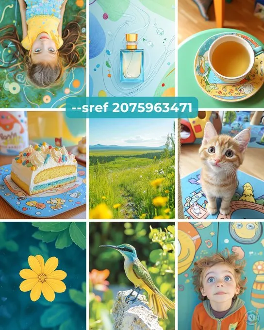 Midjourney --sref 2075963471

Illustrative Realism.

Bright colors, clean lines, playful, surreal yet grounded, dreamlike clarity, high saturation, whimsical, detailed textures, childlike wonder, cheerful and vibrant, soft lighting.

Prompt in Alt. #PromptShare #midjourneyV61