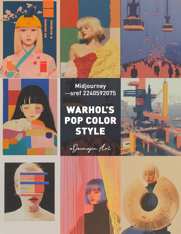 Happy Monday! Today's Midjourney style from me is: --sref 2240592075 Andy Warhol's Color Palette! Dreamy color composition with some cubism.   Let's make some high art!  #AIArtistCommunity #midjourney