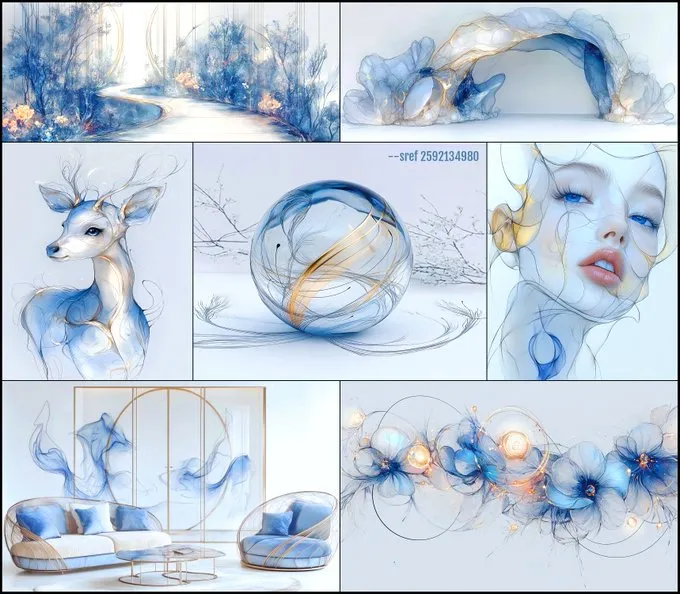 Ethereal Dreamscape aesthetic, blending delicate, fluid forms; muted, pastel-like hues; and whimsical, imaginative elements

--sref 2592134980