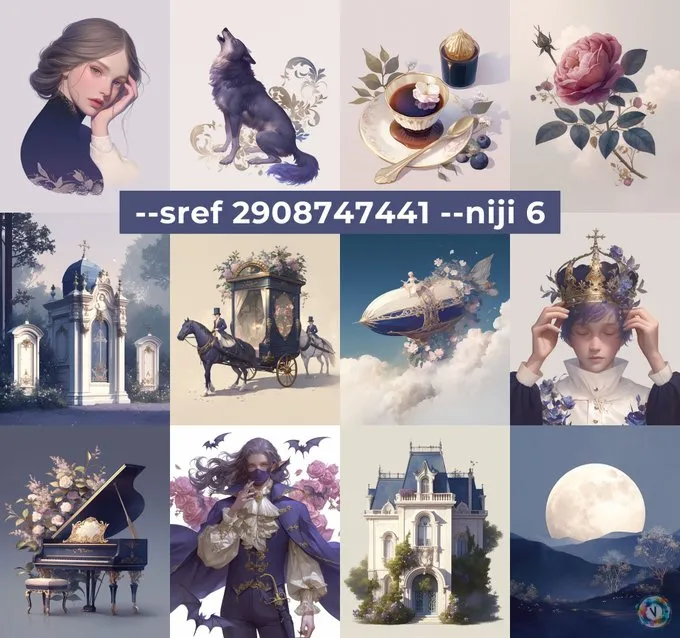 New Style

Midjourney --sref 2908747441 --niji 6 

Romantic Neoclassical Dreamscape.

Elegance, fantasy, surrealism, neoclassical influence, delicate color palette, ornate detailing, royal and noble themes, ethereal, whimsical, dreamy atmosphere, floral and vintage