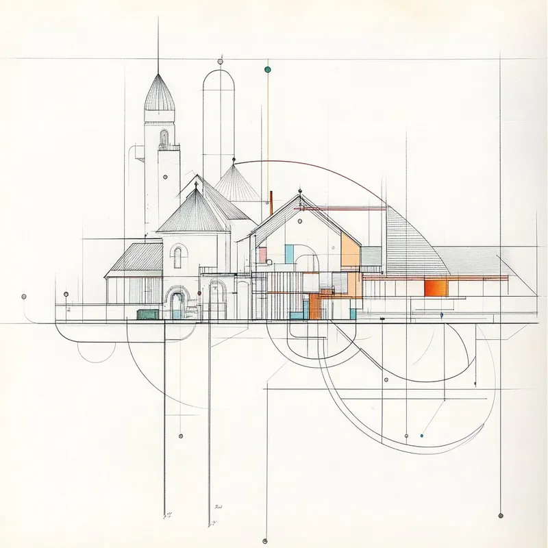 #MJV6 
#srefoftheday

architectural drawing of country estate designed by Charles Rennie Mackintosh --sref 31082024 --p