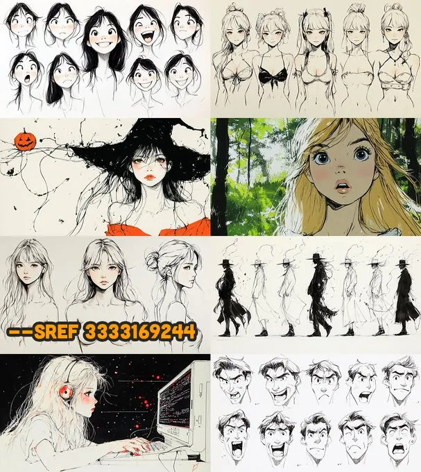 Looking for a loose, hand-drawn style for sketches, anime, and concept art?

--sref 3333169244

Type: Pencil Sketch / Line Art / Niji / Anime
Style: Loose, Simple, Hand-drawn, character sheets, storyboards. #PromptShare #srefshare