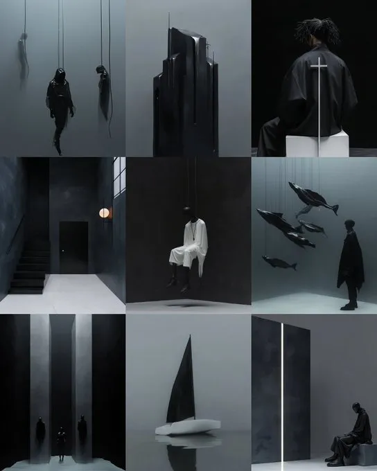 These images are giving me serious futuristic minimalism vibes with a hint of eerie elegance.
--sref 3348285292