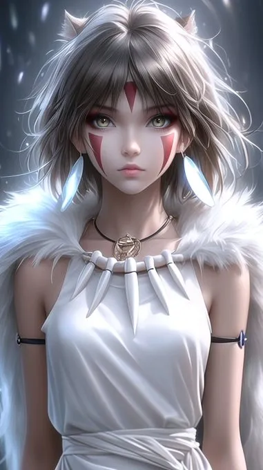 It's been a while since I've depicted Princess Mononoke, and I've found a very fitting style reference for her:

princess mononoke --ar 9:16 --style raw --sref 3375785232 --stylize 1000 --niji 6

The stylize 1000 is important here.

Love the first image, which is enhanced with