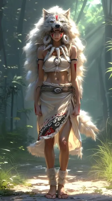 It's been a while since I've depicted Princess Mononoke, and I've found a very fitting style reference for her:

princess mononoke --ar 9:16 --style raw --sref 3375785232 --stylize 1000 --niji 6

The stylize 1000 is important here.

Love the first image, which is enhanced with