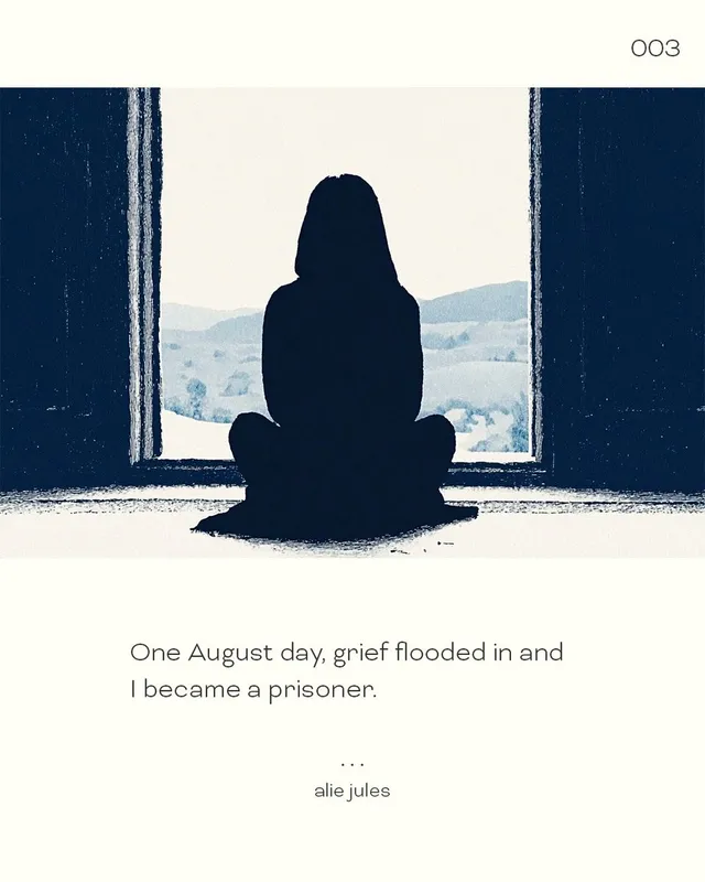 One August day, grief flooded in and
I became a prisoner.

--sref 389730407 --personalize uq1vouc