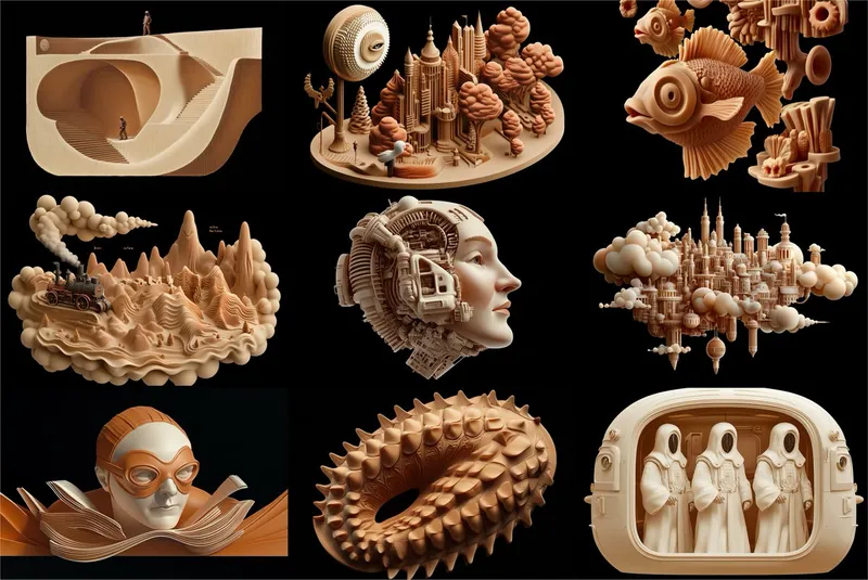 Can we call this style '3D Wood-Carving Aesthetic'?

--sref 3914327585