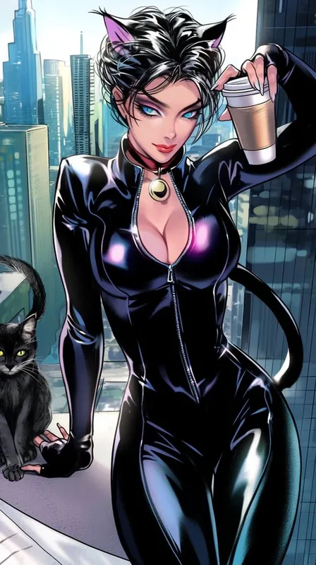 Good night. I hope your evening is special. 

 Here’s Catwoman in a Niji Journey style shared by @Artedeingenio  
--sref 513629844

#nijijourney #midjourney #AIイラスト