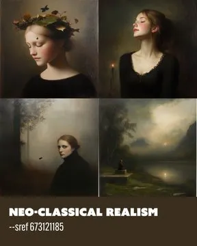  Today's styles bring timeless artistry to life! 

 Neo-Classical Realism
--sref 673121185

 Pictorialist Gothic
--sref 1031922674

 Luminist Nocturne
--sref 1198953244

 Contemporary Fantasy Illustration
--sref 2312916174

 Follow me for more!

#Midjourney