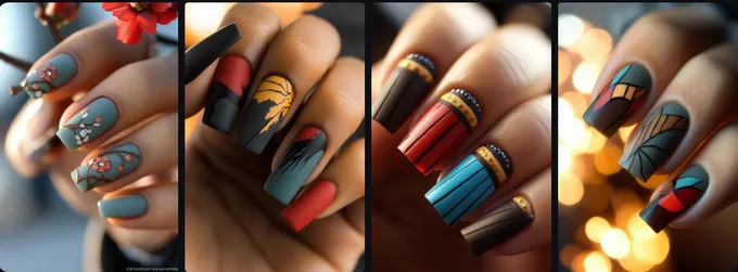 Nail art, in the style of --sref 718 --stylize 250 --style raw --p