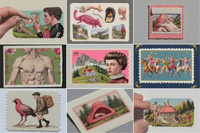 Here's my stamp collection.

Let’s see yours:

stamp [design] --c 20 --ar 3:2 --sref 858769851 --p --sw 400 --s 500 --w 3