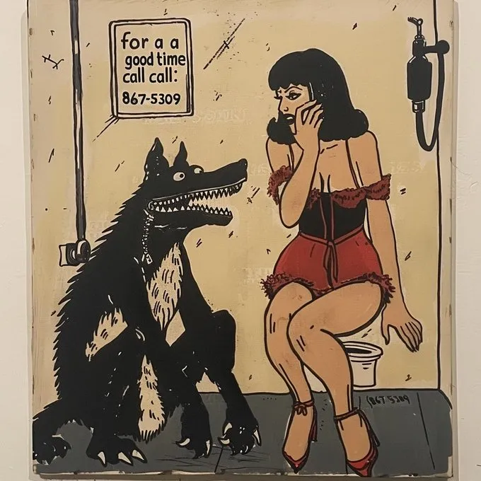 Morning Monsters | No. 25

--sref 8675309

Vintage cartoony feel that plays perfectly with the Tommy Tutone classic song 867-5309/Jenny.

 // Prompt

A monster and woman in a bathroom, text "for a good time call: Jenny 867-5309" written on a bathroom wall --style raw --sref