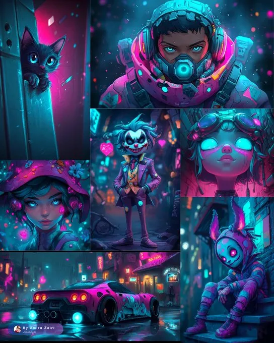 Exploring the neon-lit vibes of a cyberpunk world with this SREF!

This Style blends street style with sci-fi elements, bringing characters and scenes that feel alive and full of energy. Perfect for fans of bold and immersive digital art!

[Prompt]  --sref 980126716 --sw 1000